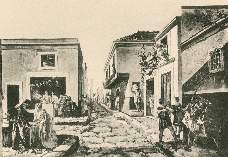 Dom Balkonu Pensile jak to było (grawiura) autorstwa Italian School