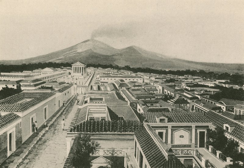 Panorama Pompejów jaka była (wklęsłodruk) autorstwa Italian School