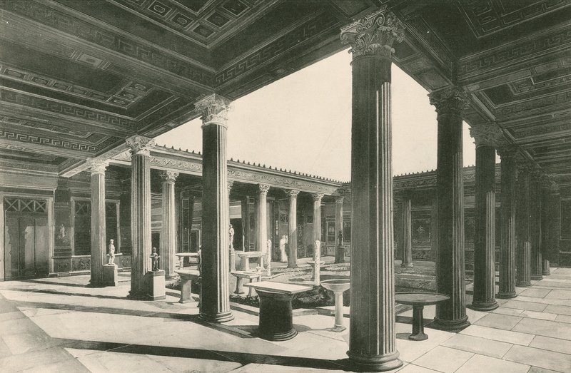 Perystyl w Domu Vettii (grawiura) autorstwa Italian School
