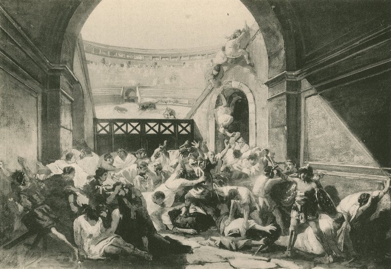 Spór między Pompejuszami a Nucerynami (wklęsłodruk) autorstwa Italian School