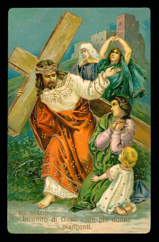 Droga Krzyżowa (z zestawu 14) (kolorowa litografia) autorstwa Italian School