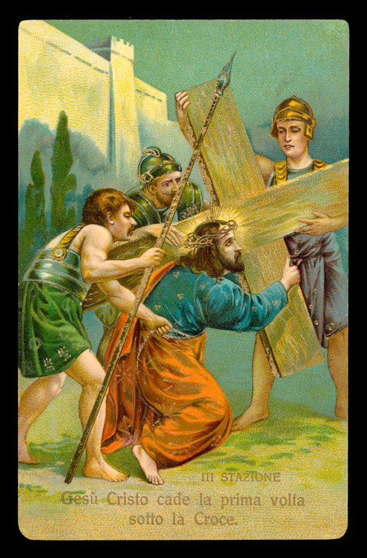 Droga Krzyżowa (z zestawu 14) (kolorowa litografia) autorstwa Italian School
