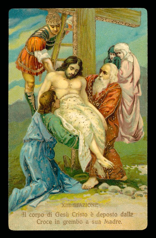 Droga Krzyżowa (z zestawu 14) (kolorowa litografia) autorstwa Italian School