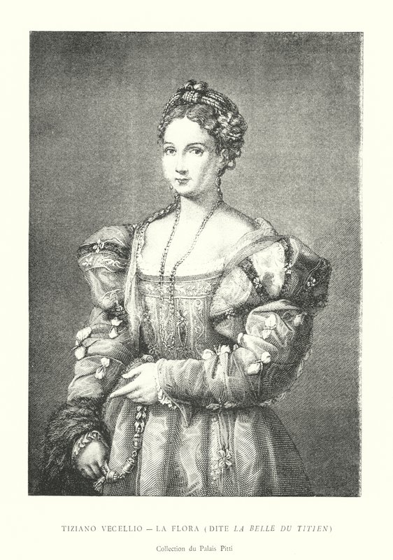 Tiziano Vecellio, La Flora, Say La Belle du Titien, Collection du Palais Pitti (grafika) autorstwa Italian School