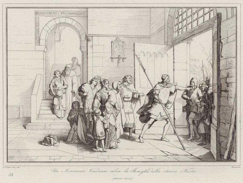 Kupiec wenecki ratuje rodzinę historyka Niketas autorstwa Italian School