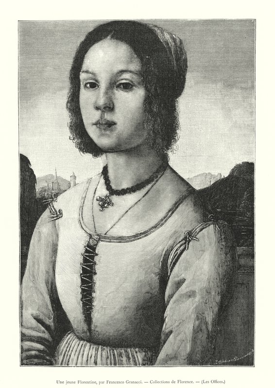 Młody florentyńczyk, Francesco Granacci, Zbiory Florencji, Uffizi (rycina) autorstwa Italian School