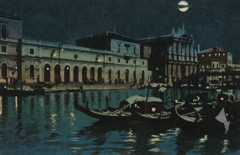 Wenecja, wielki kanał (kolorowa litografia) autorstwa Italian School