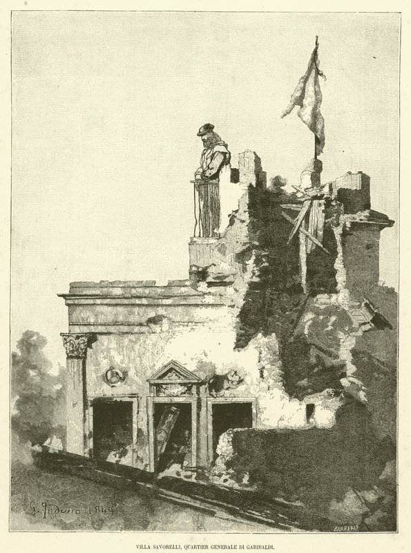 Villa Savorelli, siedziba Garibaldi (grawerowanie) autorstwa Italian School