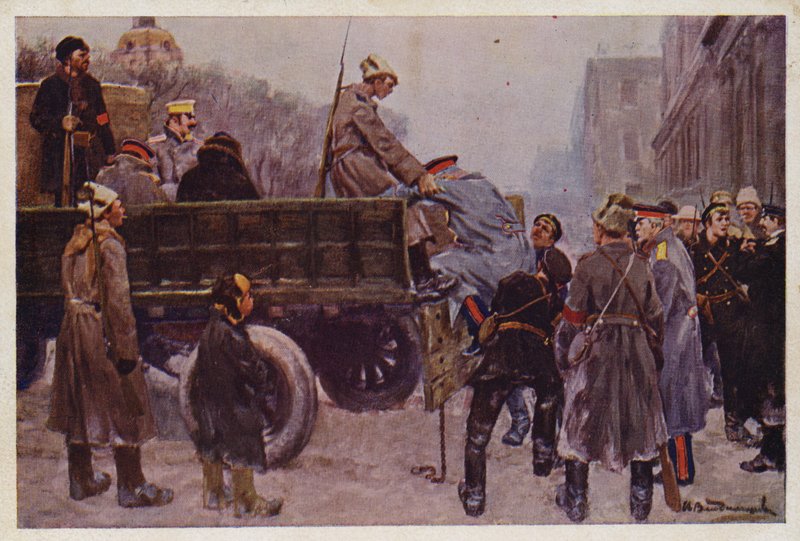 Aresztowanie rosyjskich generałów podczas rewolucji lutowej 1917 r. autorstwa Ivan Alexeyevich (after) Vladimirov