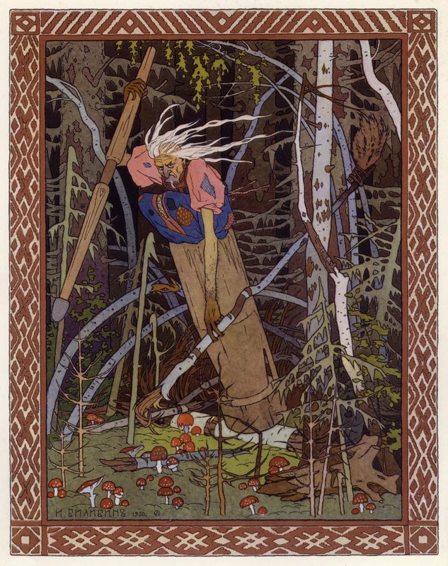 Ilustracja do filmu "Piękna Wasylisa" (litografia kolorowa) autorstwa Ivan Yakovlevich Bilibin