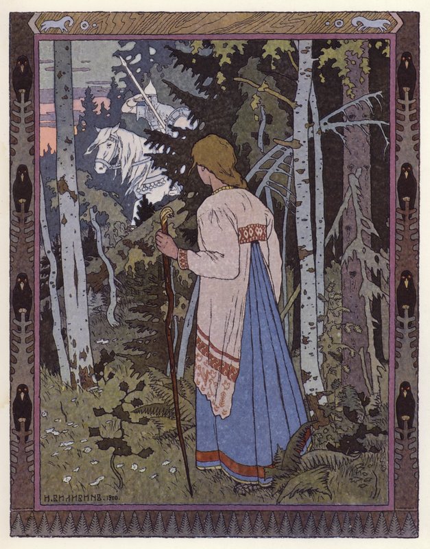 Ilustracja do filmu "Piękna Wasylisa" (litografia kolorowa) autorstwa Ivan Yakovlevich Bilibin