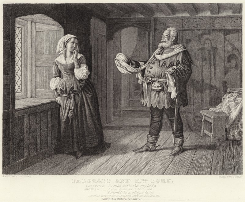 Falstaff i pani Ford, Wesołe żony Windsoru, Akt III, Scena III autorstwa J.M.L. Ralston
