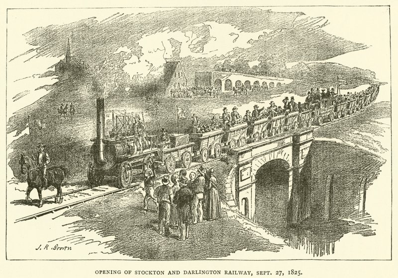 Otwarcie Stockton and Darlington Railway, 27 września 1825 (grawerowanie) autorstwa J.R. Brown