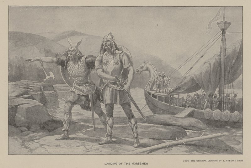 Lądowanie Norsemen (lito) autorstwa J. (after) Steeple Davis