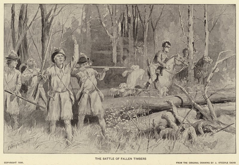 Bitwa o Fallen Timbers (litografia) autorstwa J. (after) Steeple Davis