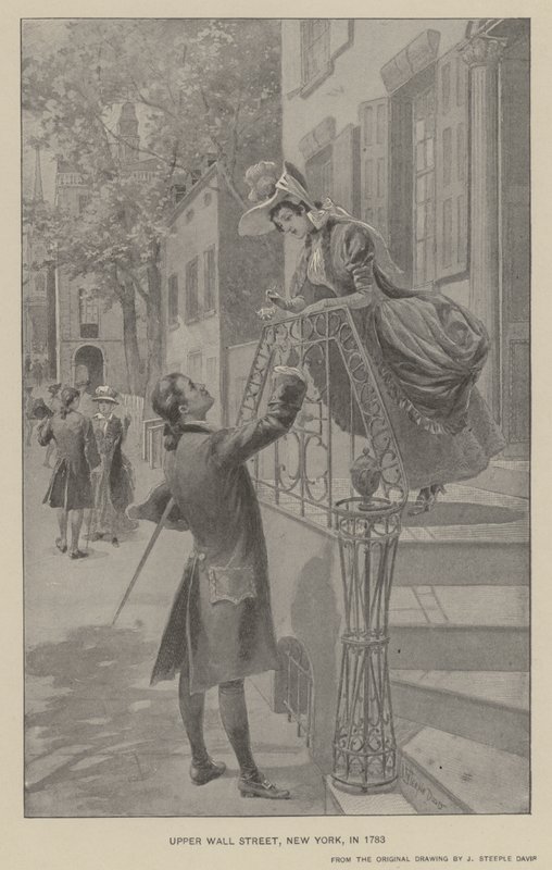 Upper Wall Street, Nowy Jork, 1783 (lito) autorstwa J. (after) Steeple Davis