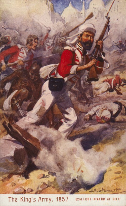 Brytyjscy żołnierze 52. Lekkiej Piechoty, Oblężenie Delhi, Indian Mutiny autorstwa J. A. Stewart