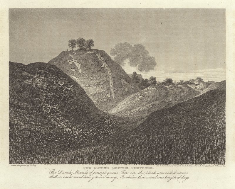 Robert Bloomfield, poeta: The Danish Mounds, Thetford (grafika) autorstwa J. Greig