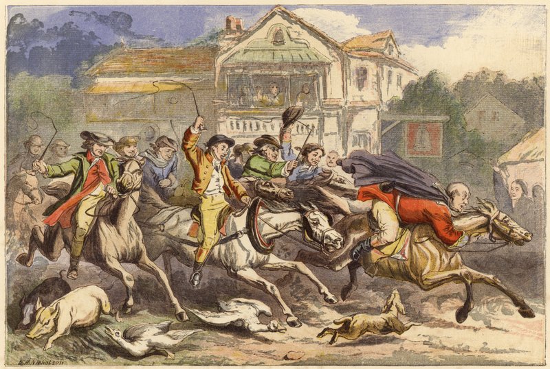 Słynna jazda Johna Gilpina (chromolitho) autorstwa J. H. Nicholson