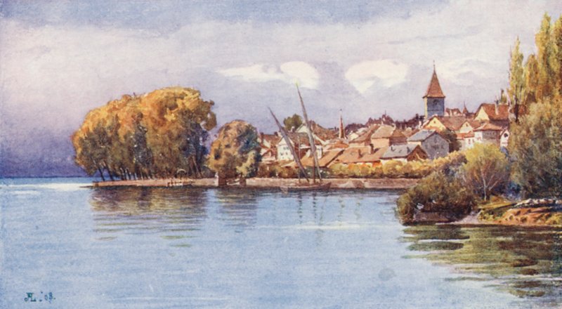 Cully z Epesse, jesień (kolorowa litografia) autorstwa J. Hardwicke Lewis