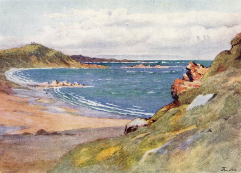 St Lunaire, z Cap Frehel w oddali (kolor lito) autorstwa J. Hardwicke Lewis