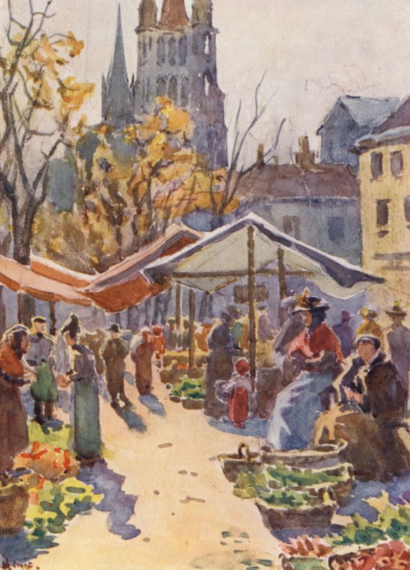 Rynek, Lozanna (kolorowa litografia) autorstwa J. Hardwicke Lewis