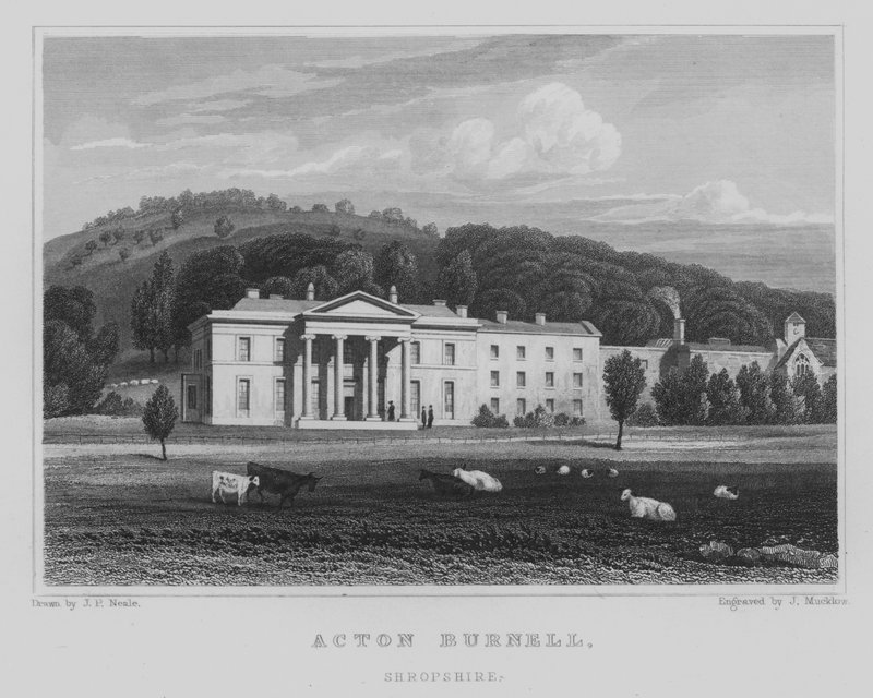 Acton Burnell, Shropshire (grawerowanie) autorstwa John Preston Neale