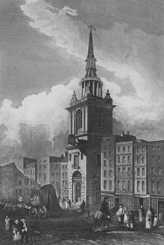 Bow Church, Cheapside, Londyn (grawerowanie) autorstwa John Preston Neale