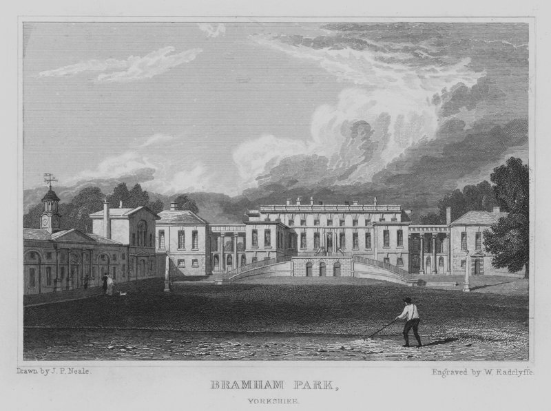 Bramham Park, Yorkshire (grawerowanie) autorstwa John Preston Neale