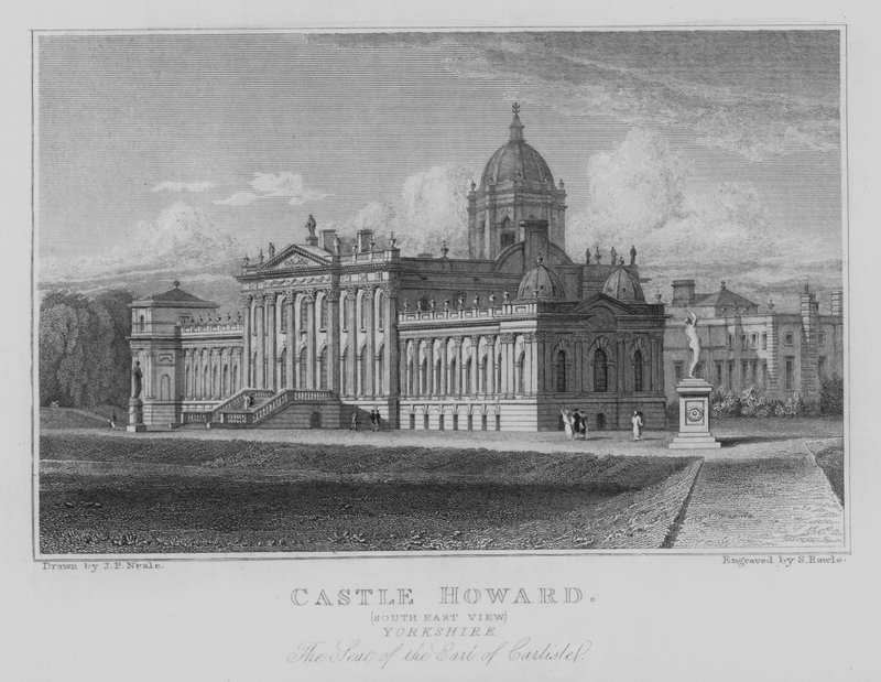 Castle Howard, South East View, Yorkshire, Siedziba hrabiego Carlisle (grafika) autorstwa John Preston Neale