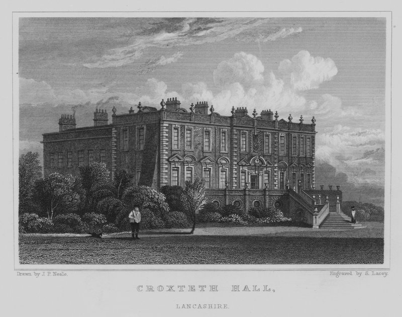 Croxteth Hall, Lancashire (grawerowanie) autorstwa John Preston Neale