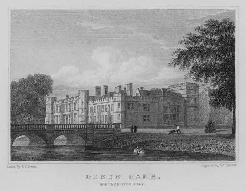 Deene Park, Northamptonshire (grawerowanie) autorstwa John Preston Neale