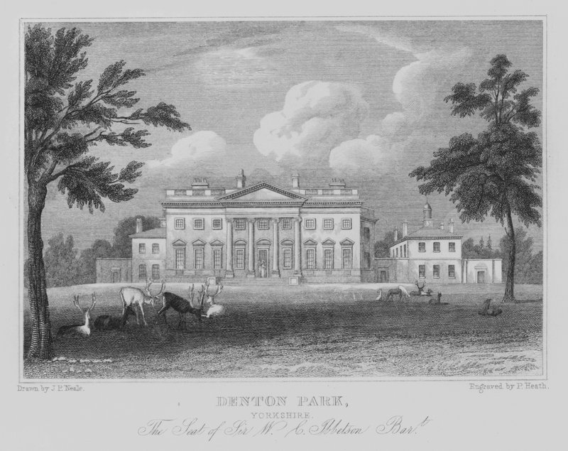 Denton Park, Yorkshire, Siedziba Sir WC Ibbetsona, Baroneta (grawerowanie) autorstwa John Preston Neale