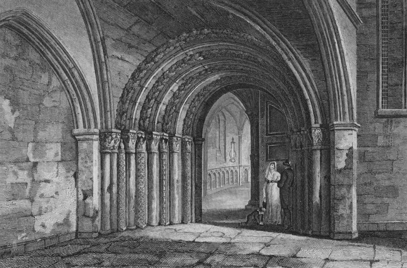 Drzwi do kościoła Temple w Londynie (rycina) autorstwa John Preston Neale
