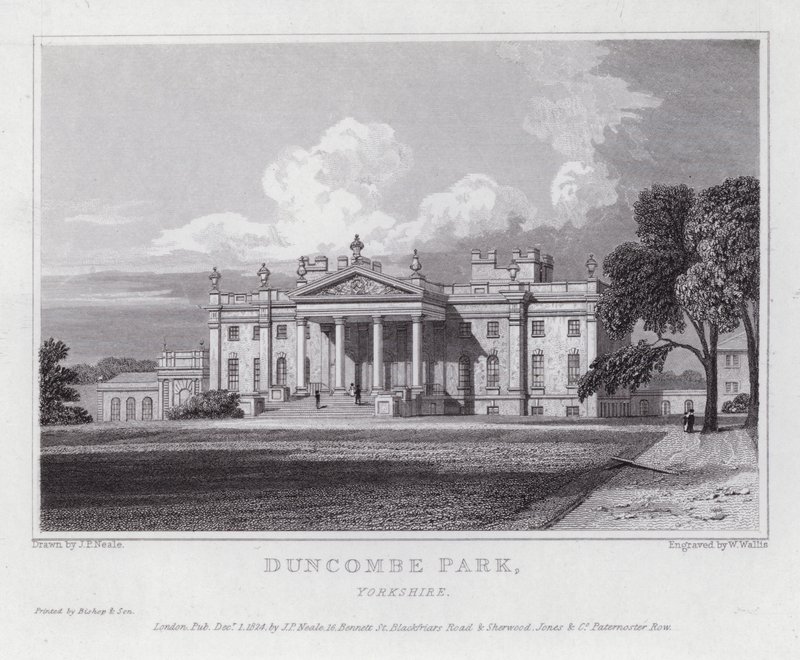 Duncombe Park, Yorkshire (grawerowanie) autorstwa John Preston Neale