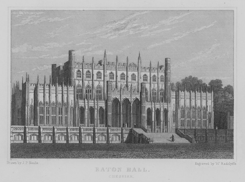 Eaton Hall, Cheshire (grawerowanie) autorstwa John Preston Neale