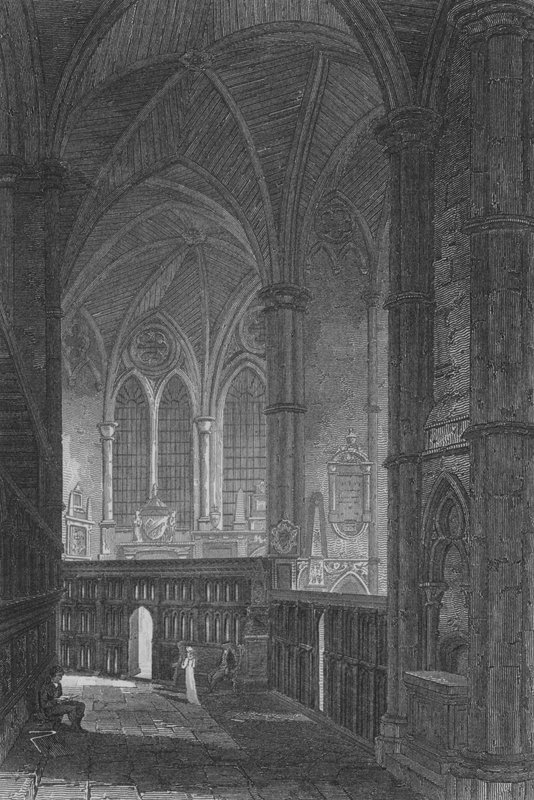 Wejście do South Aisle, Westminster Abbey (grawerowanie) autorstwa John Preston Neale