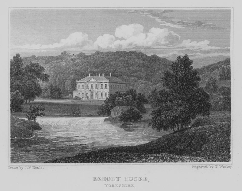 Esholt House, Yorkshire (grawerowanie) autorstwa John Preston Neale