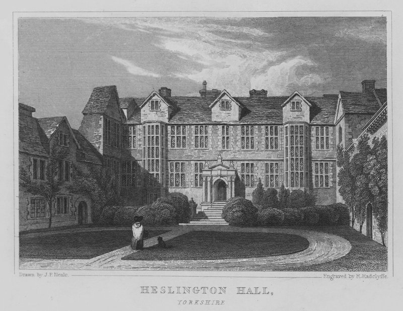 Heslington Hall, Yorkshire (grawerowanie) autorstwa John Preston Neale