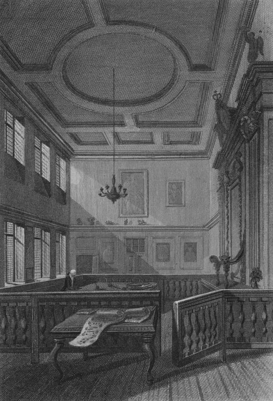 Wnętrze Kolegium Herolda (grafika) autorstwa John Preston Neale