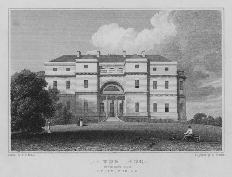 Luton Hoo, widok na południowy wschód, Bedfordshire (grawerowanie) autorstwa John Preston Neale