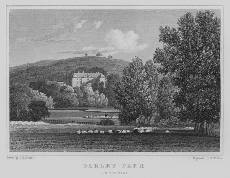 Oakley Park, Shropshire (grawerowanie) autorstwa John Preston Neale