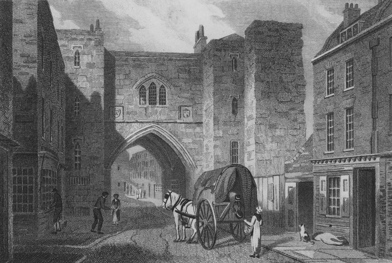 Brama Św. Jana, Clerkenwell (grafika) autorstwa John Preston Neale