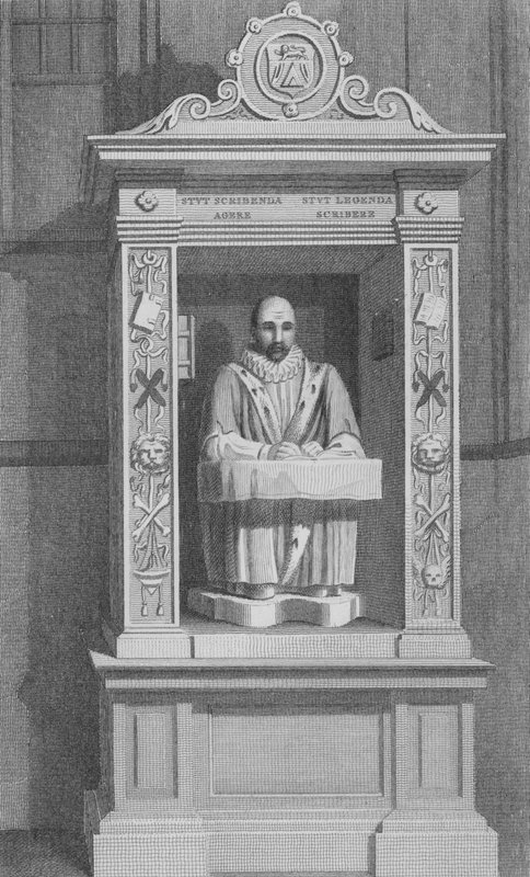 Pomnik Stow , St Andrew Undershaft , Leadenhall Street , Londyn ( grawerowanie ) autorstwa John Preston Neale