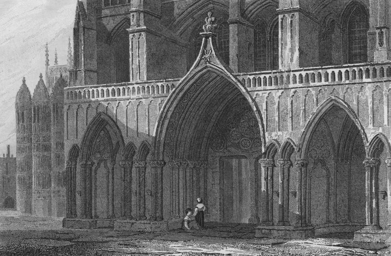 Opactwo Westminsterskie, Kruchta Północna, z częścią kaplicy Henryka VII (rycina) autorstwa John Preston Neale