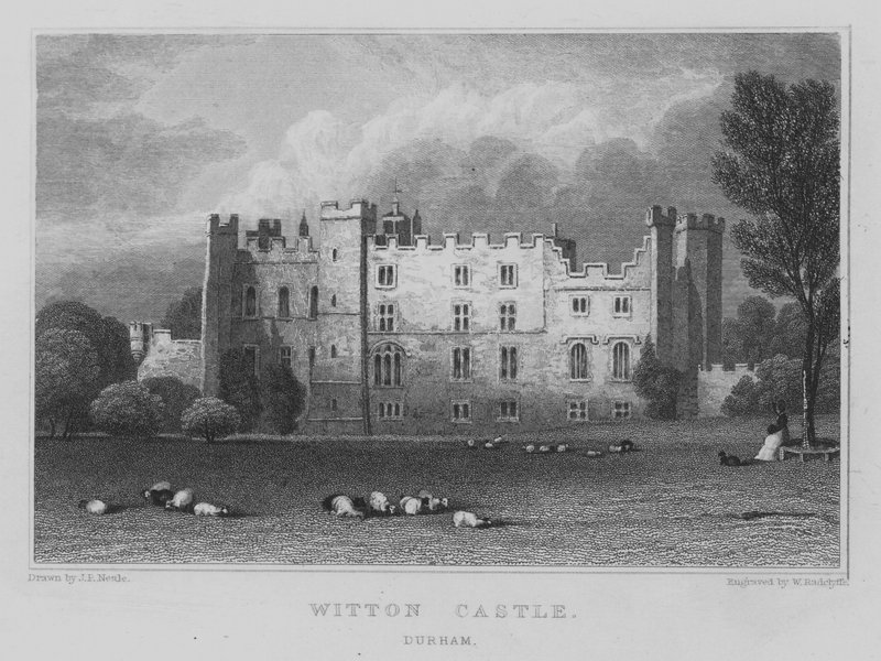Zamek Witton, Durham (grawerowanie) autorstwa John Preston Neale