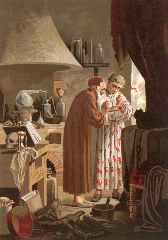 Helmont otrzymuje alchemika, który podarował mu kamień filozoficzny autorstwa J. Presno
