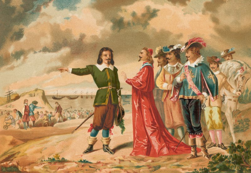 Gerard Desargues i kardynał Richelieu w La Rochelle autorstwa J. Ventura