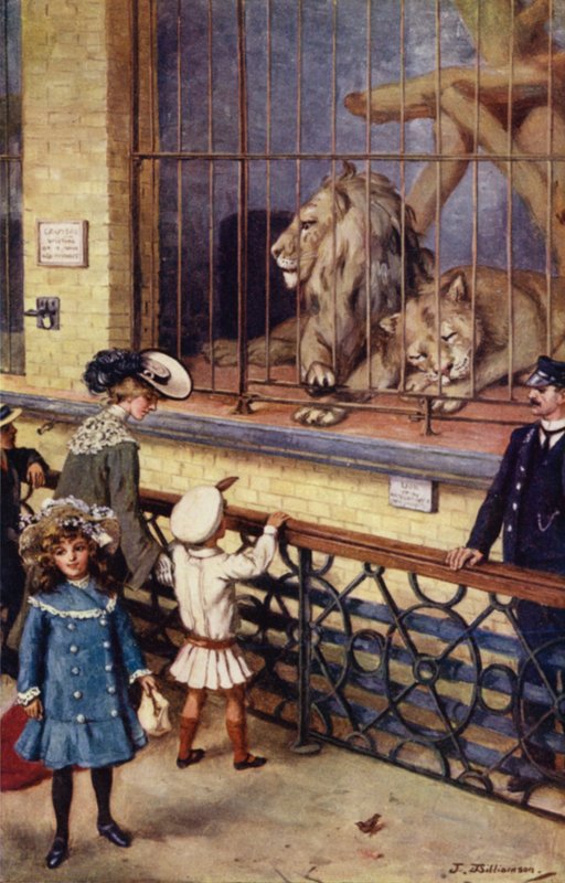 W Domu Lwa w Zoo (kolor lito) autorstwa J. Williamson
