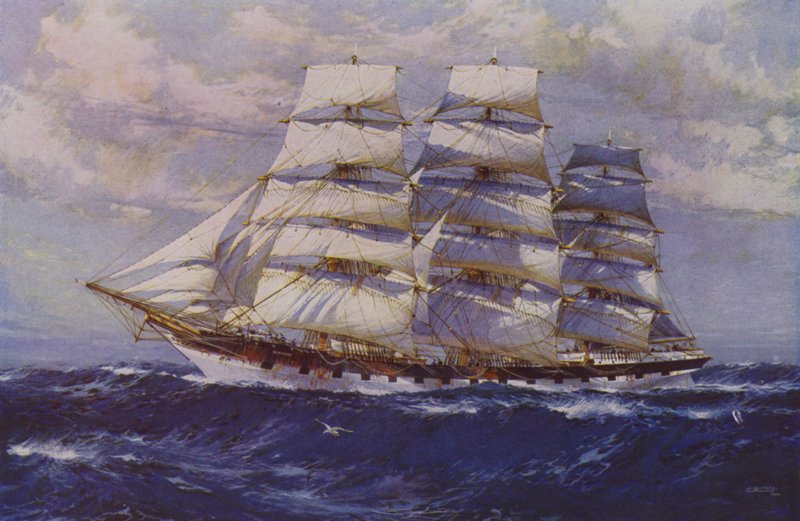 Żaglowiec Taranaki (kolor lito) autorstwa Jack (after) Spurling